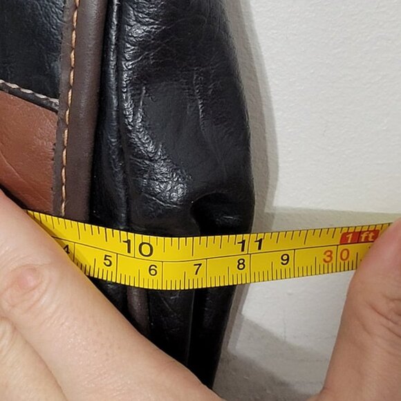 Mouflon Monarch Black Brown Soft Vegan Leather Crossbody Adjustable Strap Purse - Picture 11 of 11